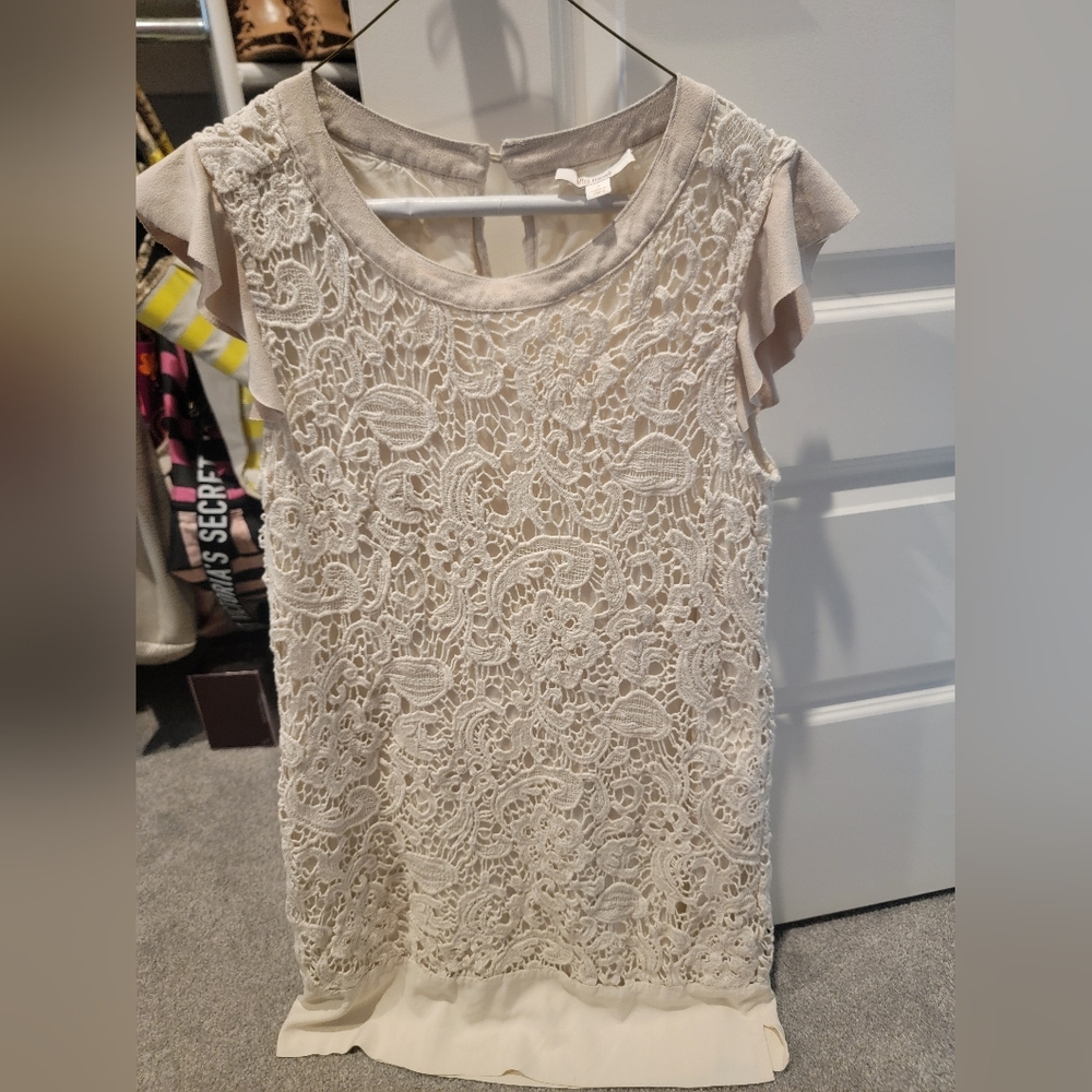 Ella Moss Cream Cap Sleeve Embellished Tunic